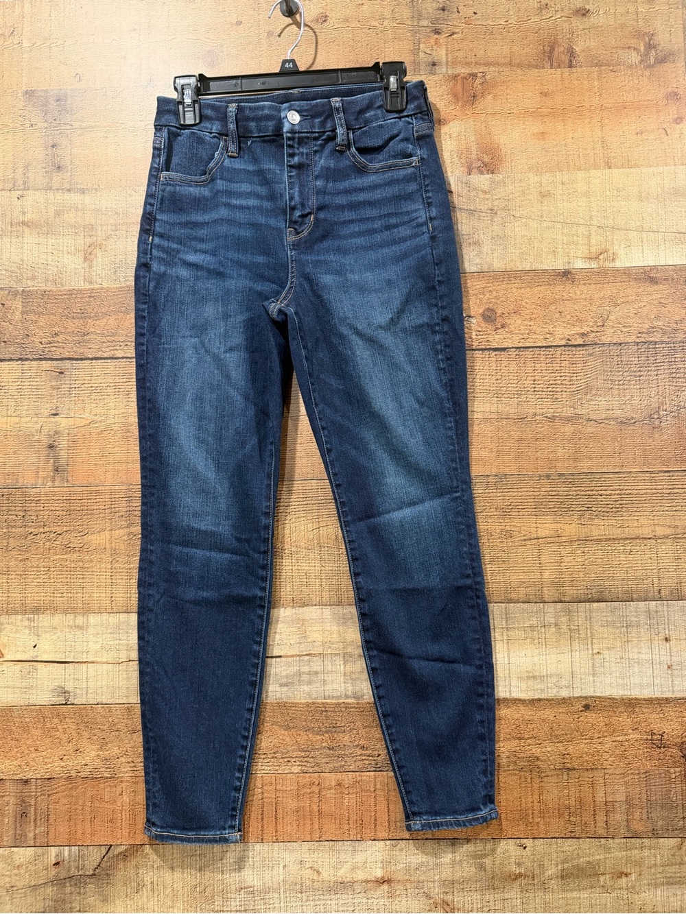 American Eagle Curvy Super High Rise Stretchy Dark Blue Jegging Sz 4 Short